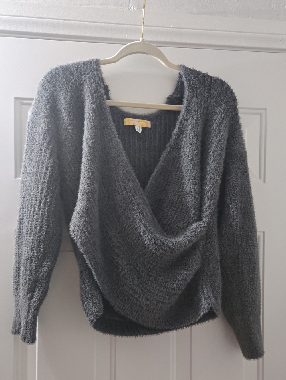 Urban Outfitters Charcoal Gray Draped V-Neck Sweater